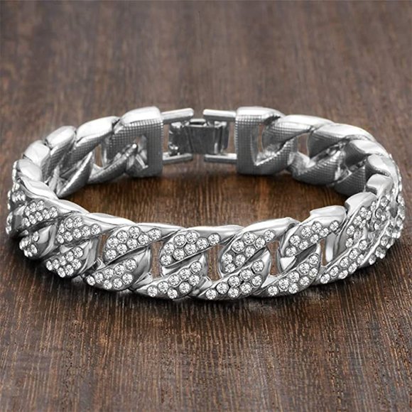 18k Gold Iced Out Bracelet - Picture 1 of 5
